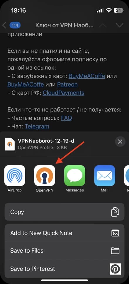 Нажмите на иконку OpenVPN